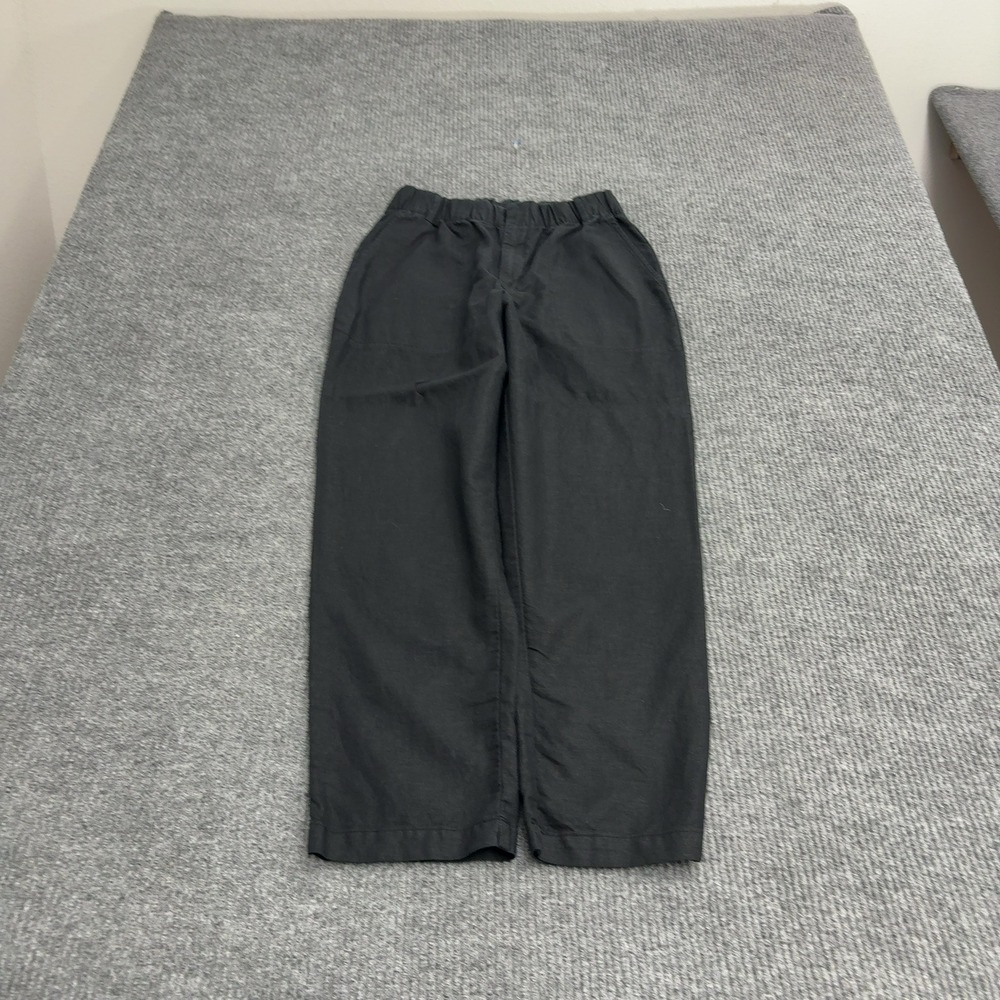 Gap Pants Women XS Black Linen Cotton Elastic Waist Pull On Casual Minimalist